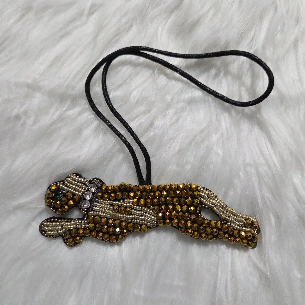 Beaded Leopard Design Bag Charm